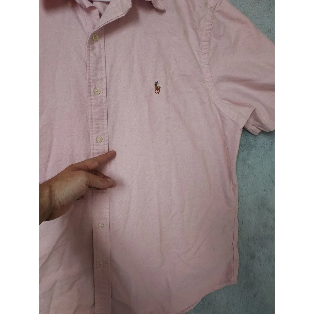Polo Ralph Lauren Shirt Mens XL Classic Fit Oxford Short Sleeve Pink Flesh Pony